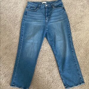 LOFT Blue Straight Leg Jeans with Casual Cropped Hem